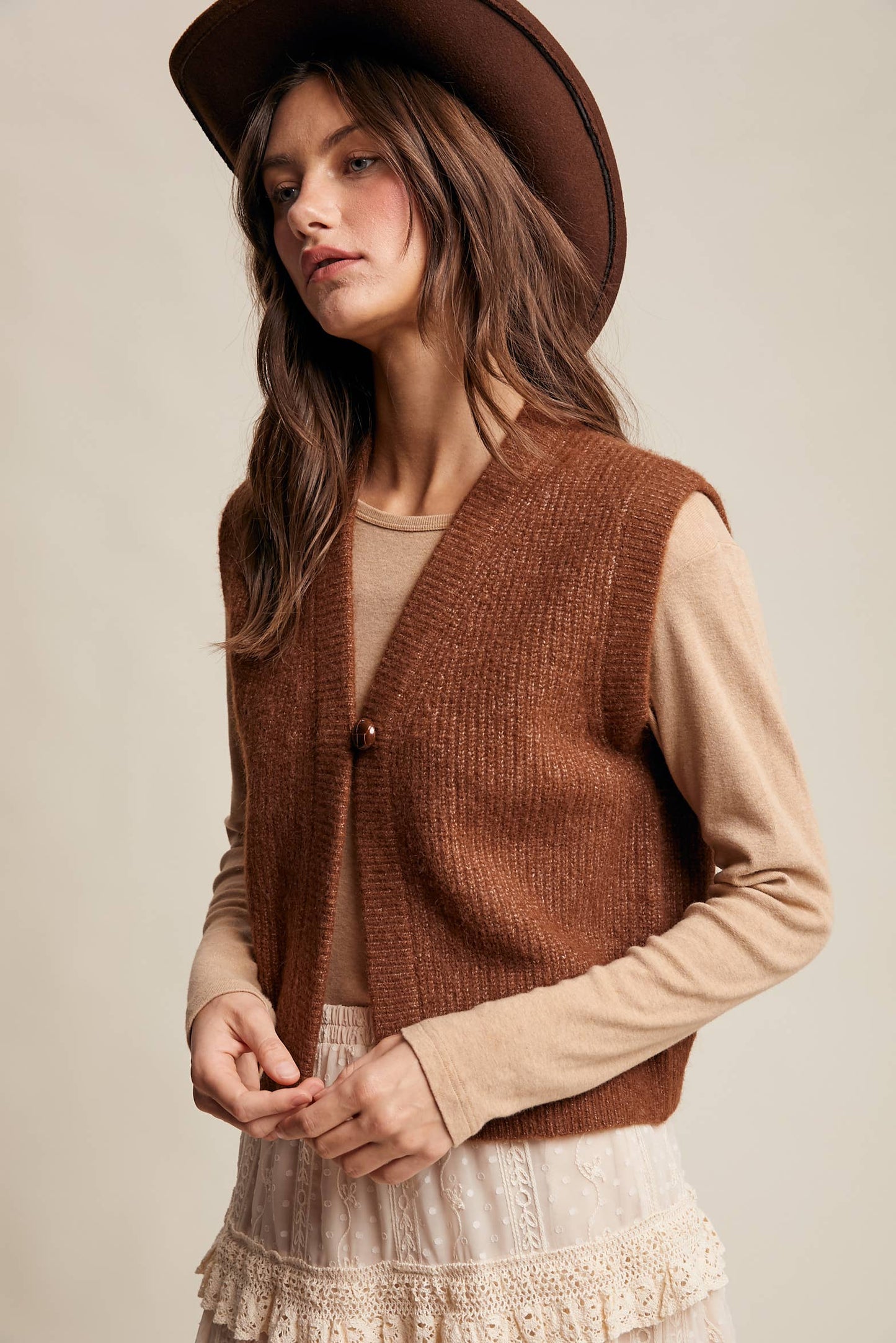 Cozy Knit Button Vest