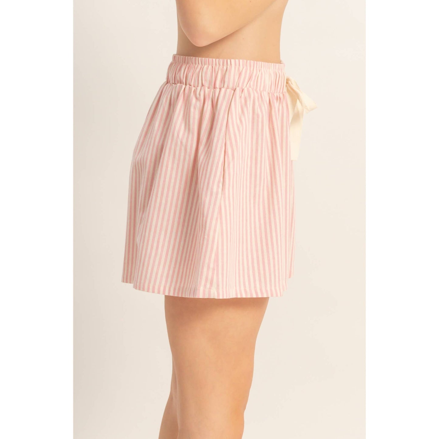 Striped Elastic Waist Shorts
