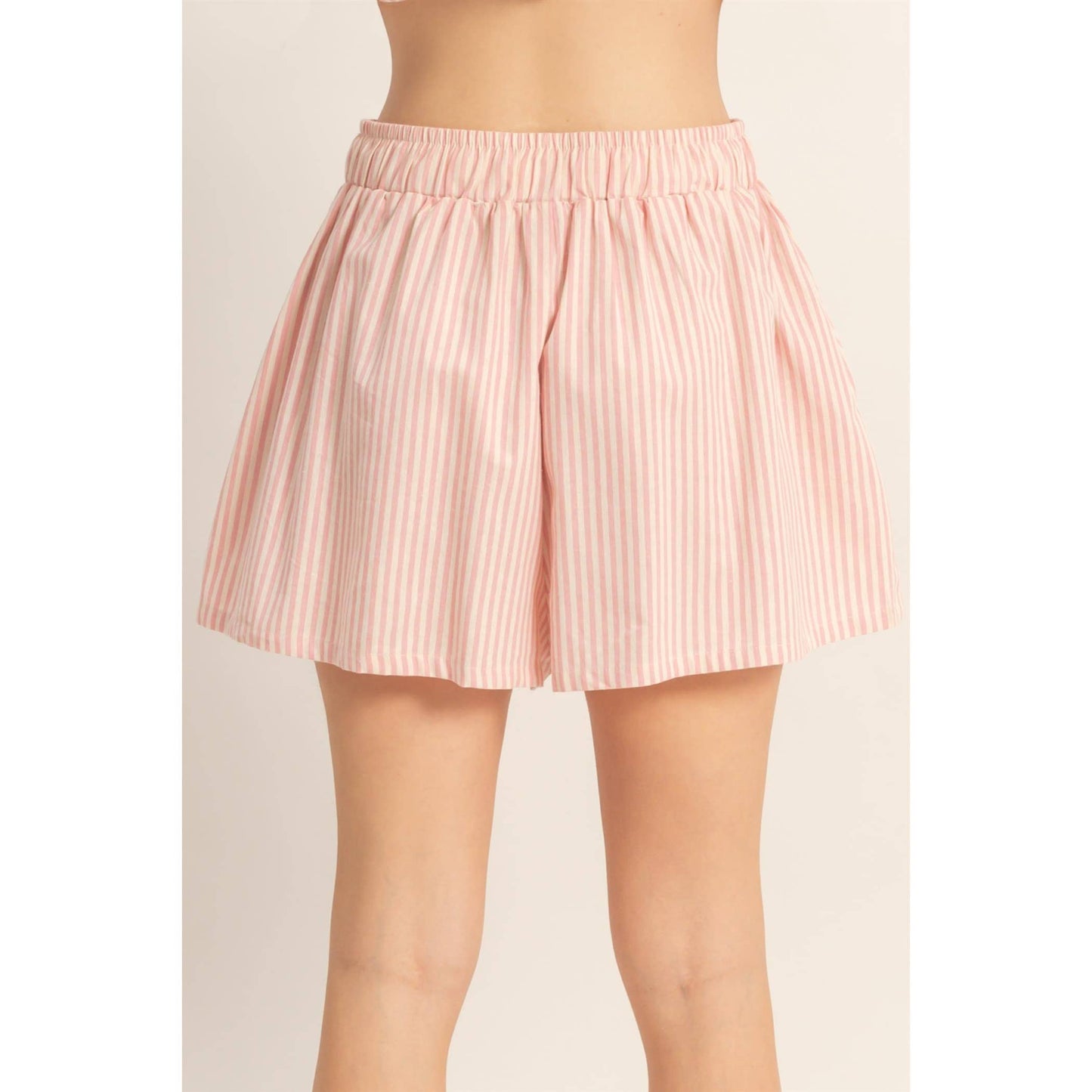 Striped Elastic Waist Shorts