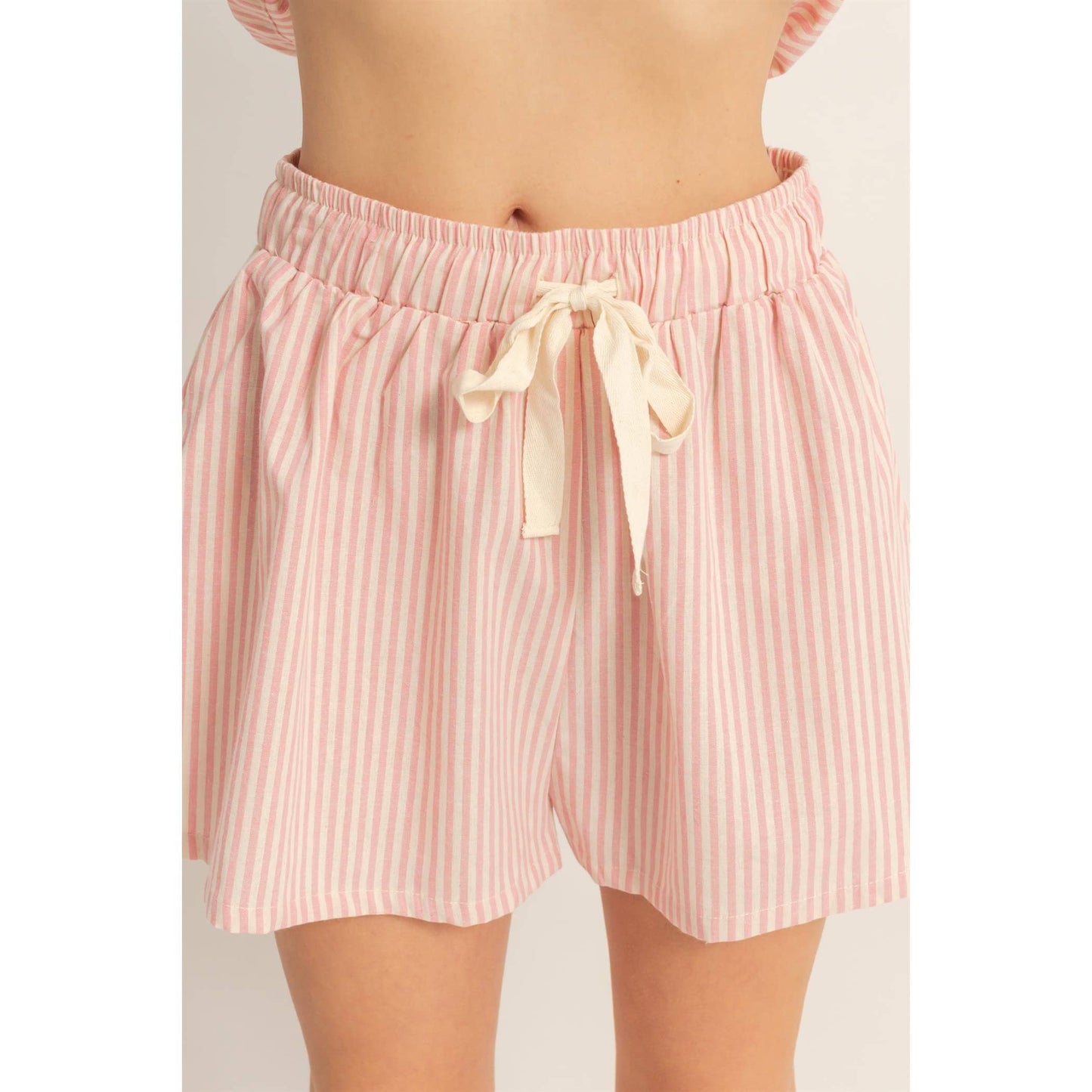 Striped Elastic Waist Shorts