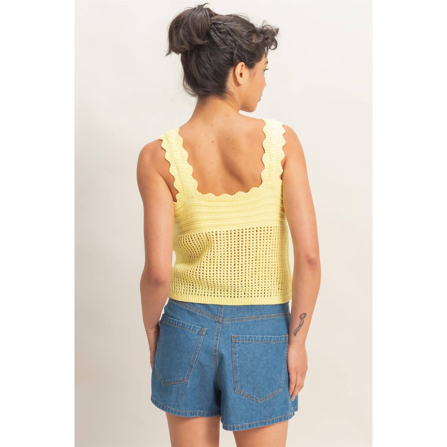 Sleeveless Open Knit Double Tie-Front Vest