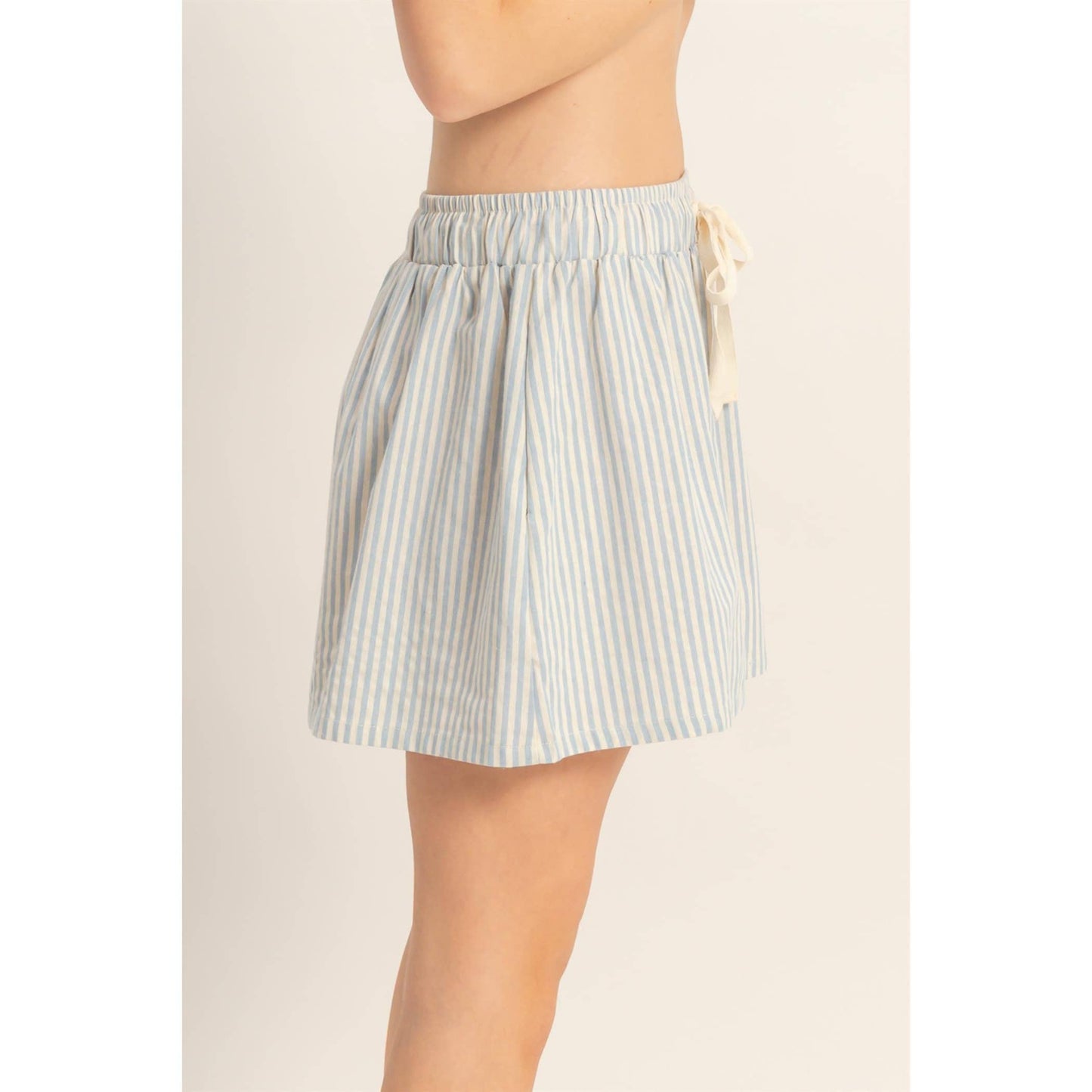 Striped Elastic Waist Shorts