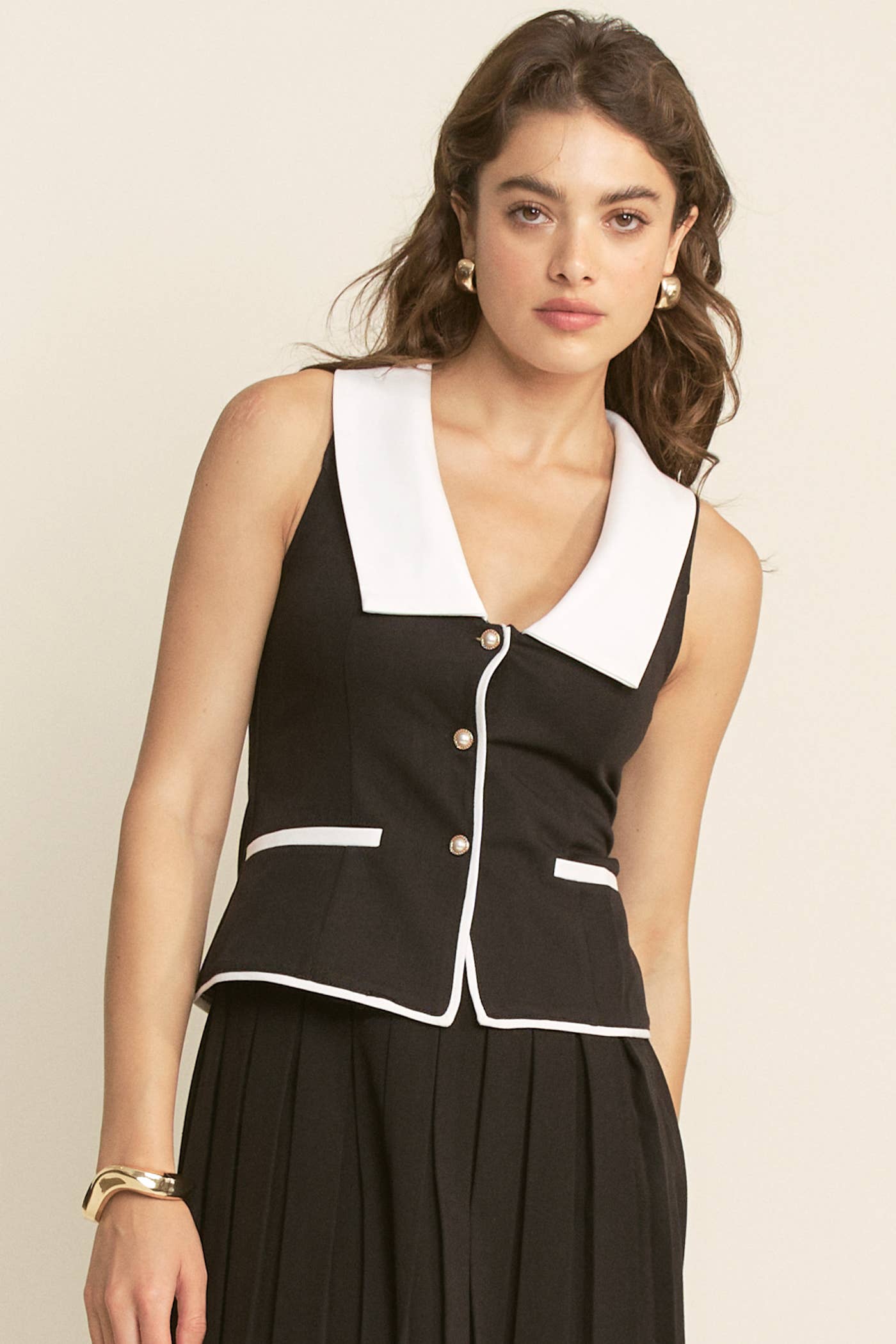Button Down Sleeveless Top