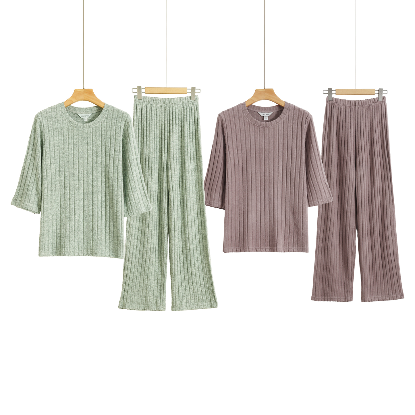 Ribbed Knit Pajama Set – Cozy Winter Loungewear Outfit