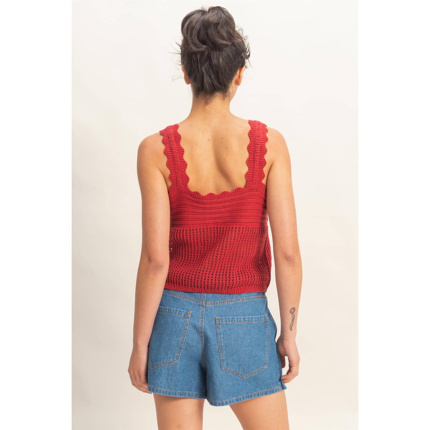 Sleeveless Open Knit Double Tie-Front Vest