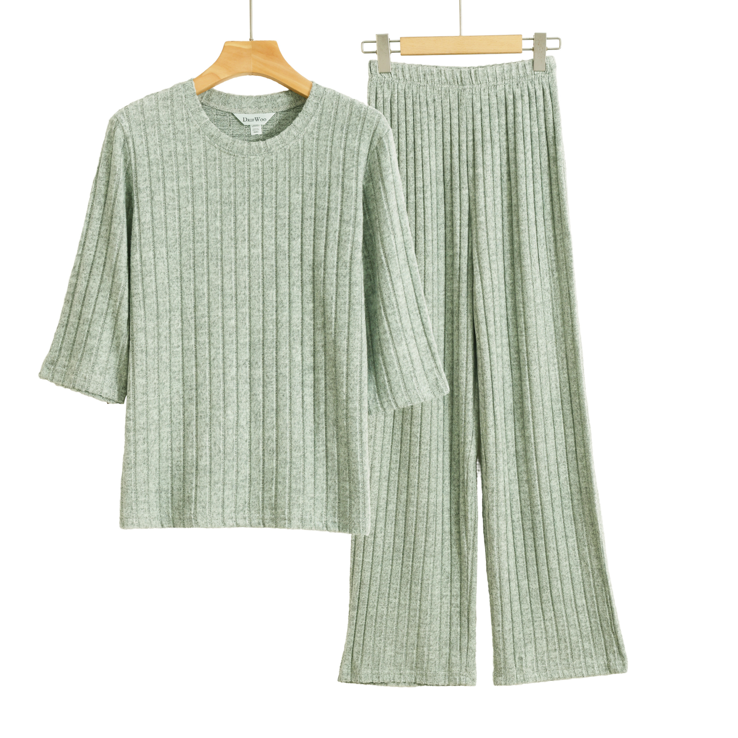 Ribbed Knit Pajama Set – Cozy Winter Loungewear Outfit