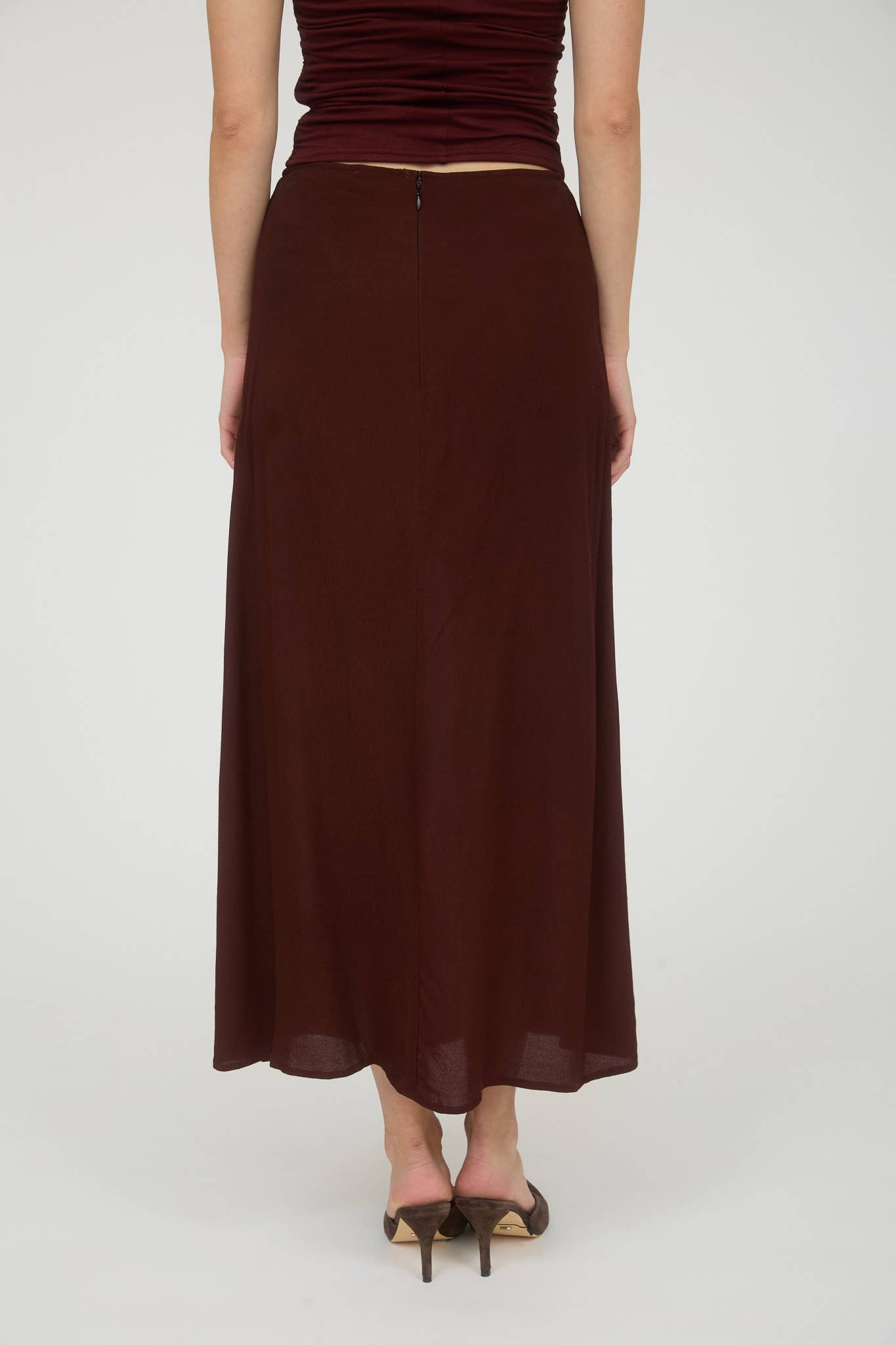 Side Slit Lightweight Midi Skirt