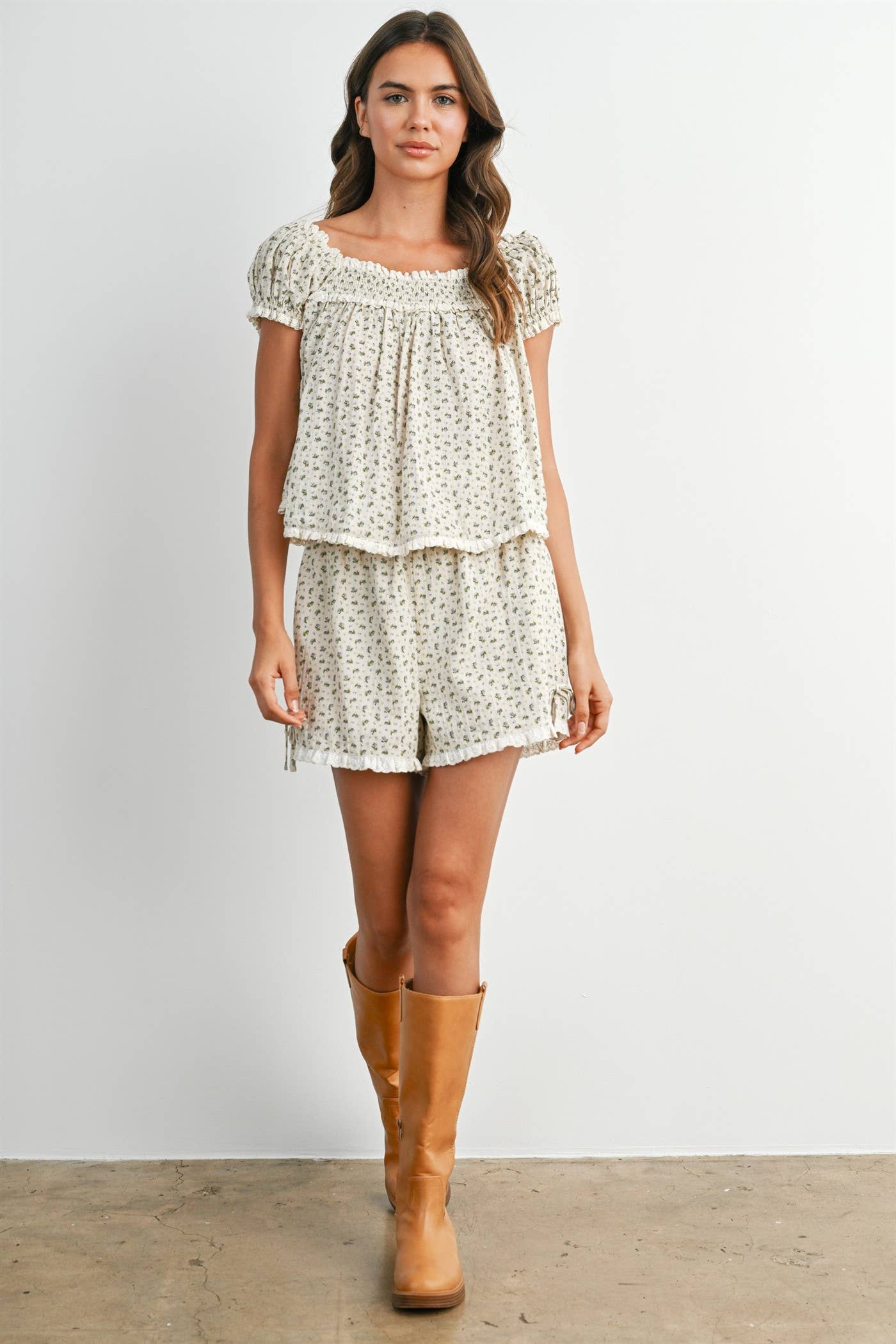Meadow Bloom Ruffle Shorts-BMP8507